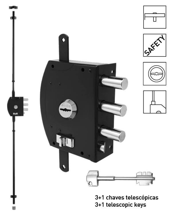 Fechadura alta seguran�a de sobrep�r para trancas verticais